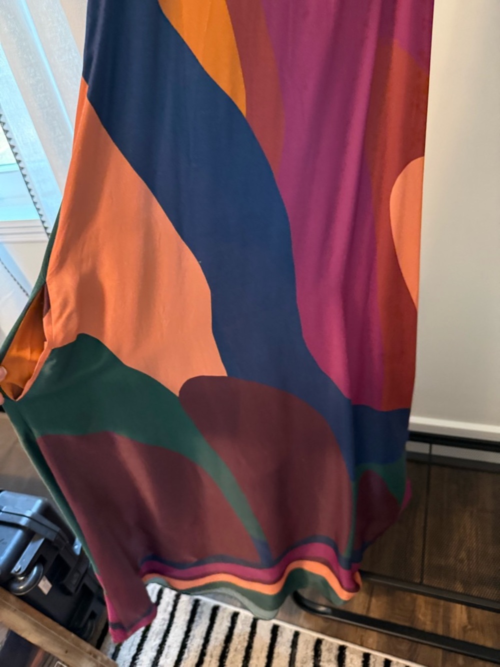 Anthropologie Forest Green Maxi Dress with Orange, Plum and Pink Accents - Picture 5 of 5